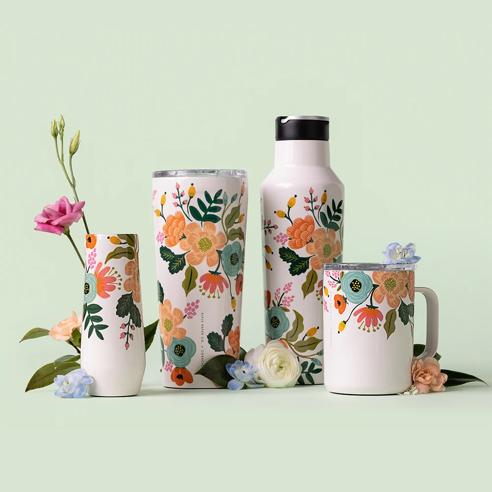 Corkcicle Rifle Paper Co. Sport Canteen - 20oz / Cream Lively Floral - Image 11